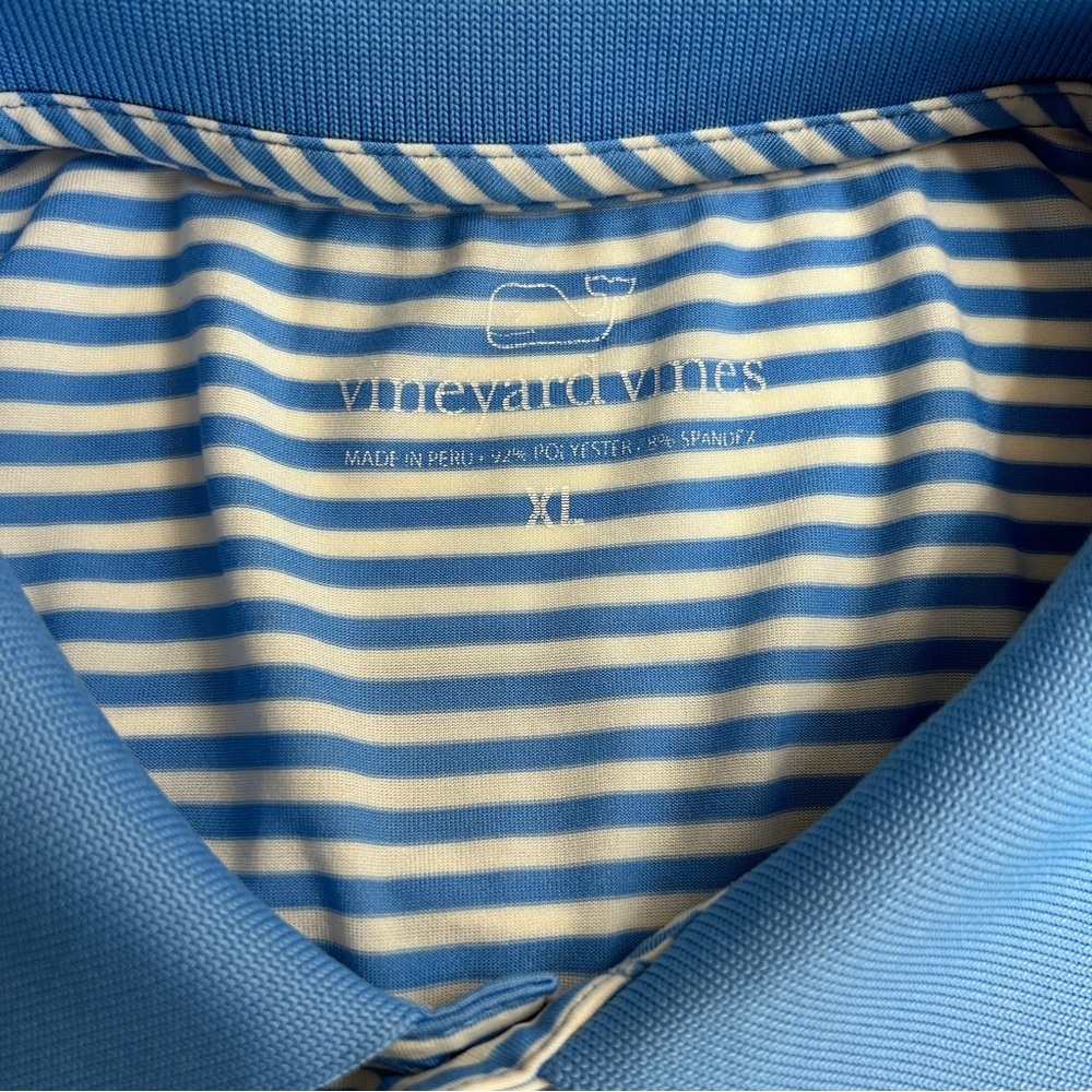 Vineyard Vines Blue and White Striped Golf Polo Size XL - Picture 6 of 8